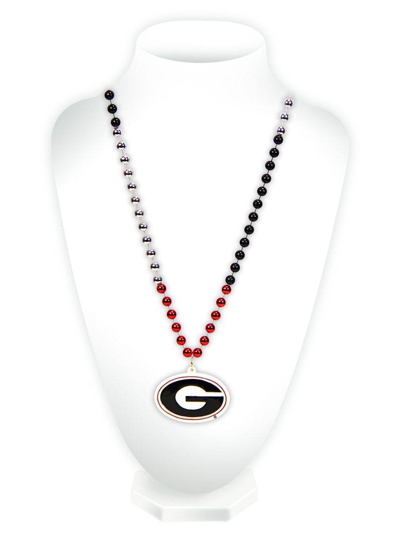Georgia Bulldogs Mardi Gras Beads With Medallion Necklace - ToylandEU