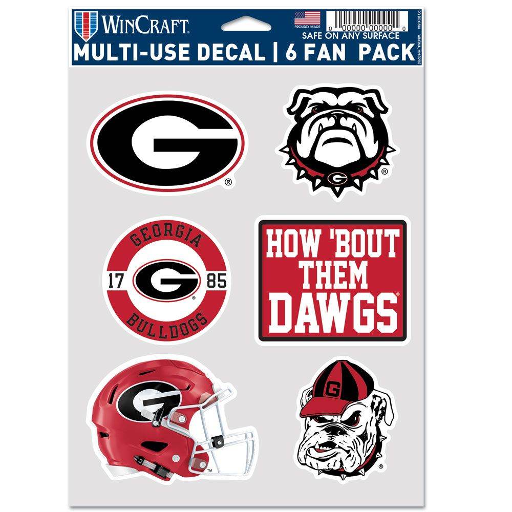 Georgia Bulldogs Multi Use Fan Decals Six Pack Made in USA - ToylandEU