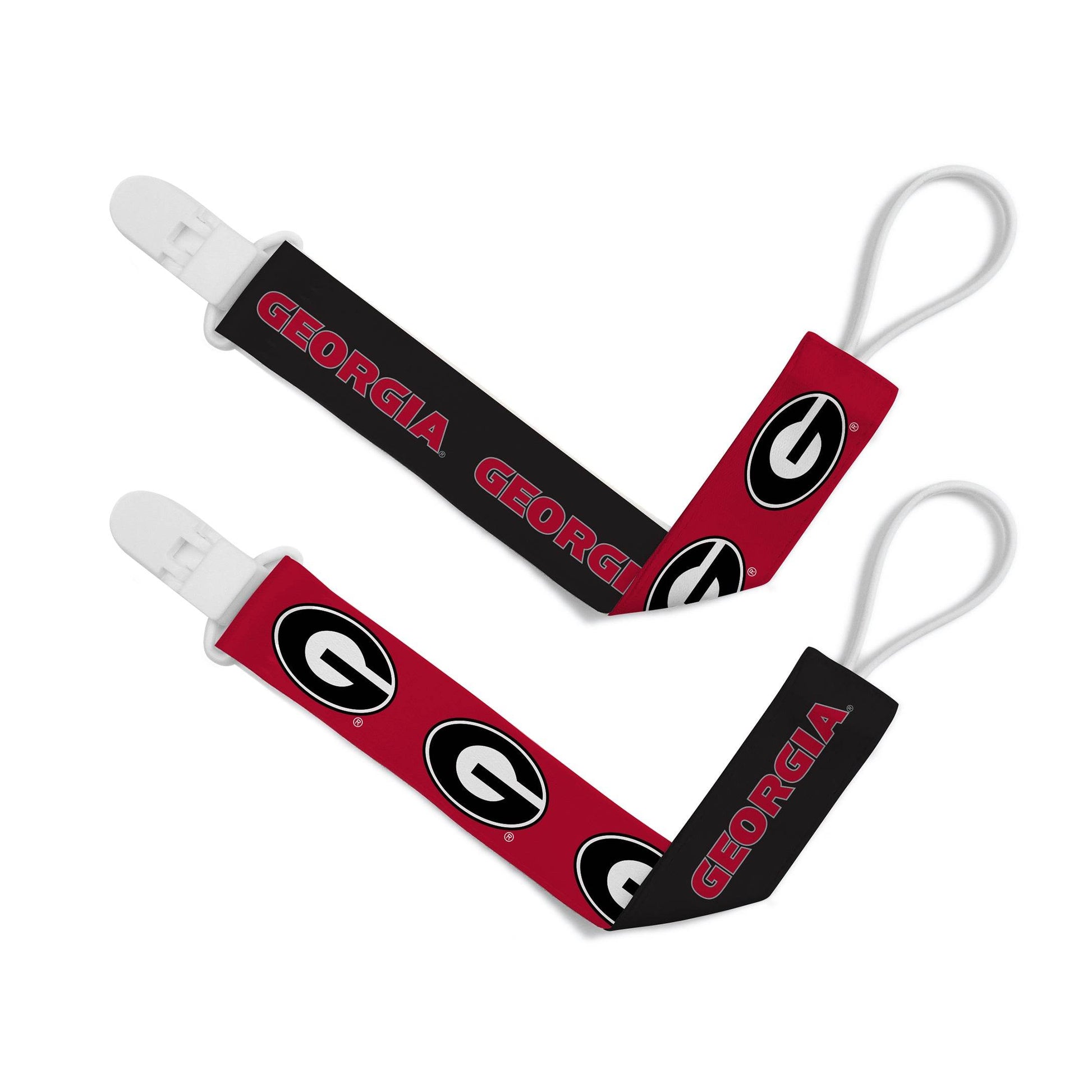Georgia Bulldogs Pacifier Clips 2 Pack Secure Grip - ToylandEU