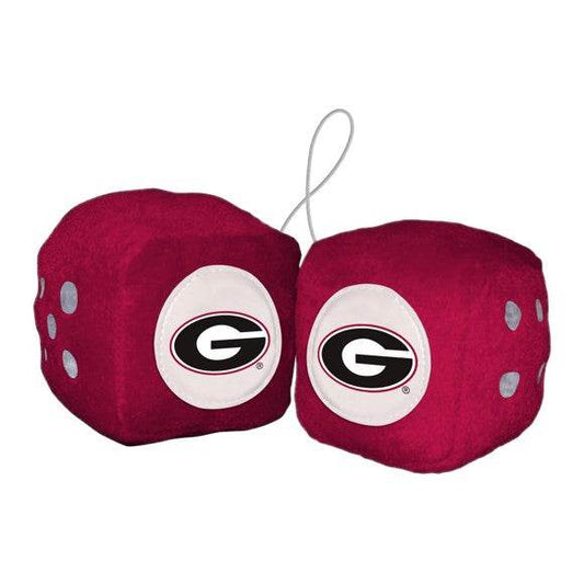Georgia Bulldogs Plush Fuzzy Dice Car Decor With Logo - ToylandEU
