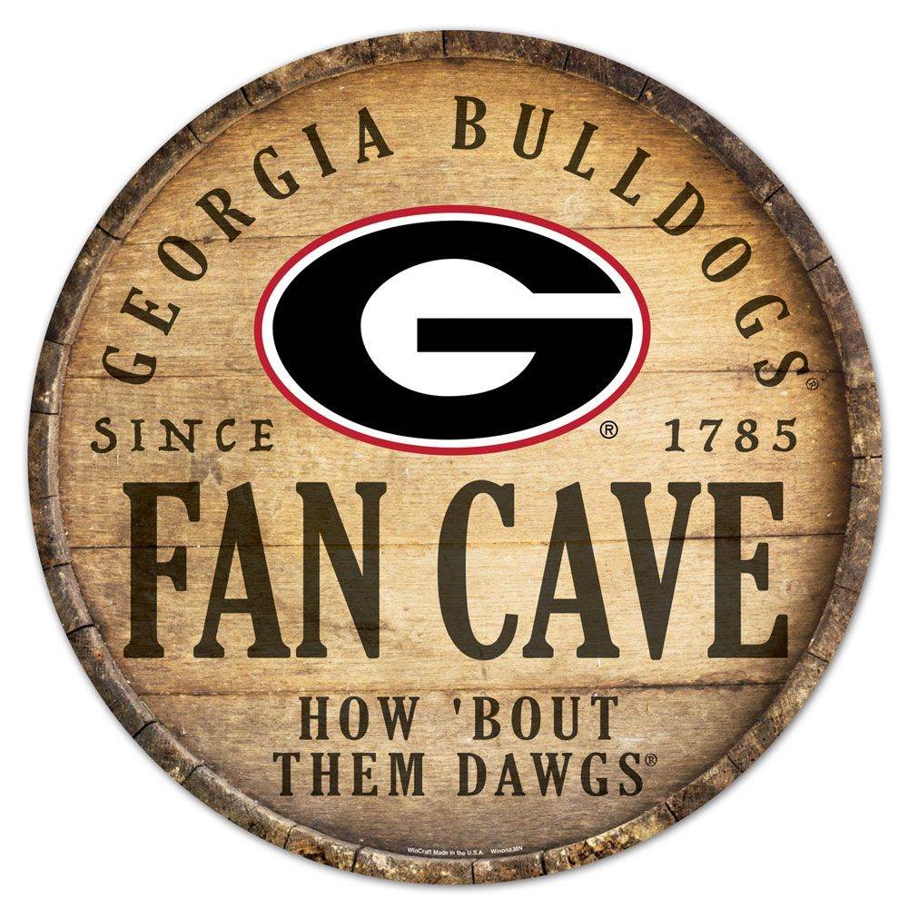 Georgia Bulldogs Wood Sign 14 Inch Round Barrel Top Decor - ToylandEU