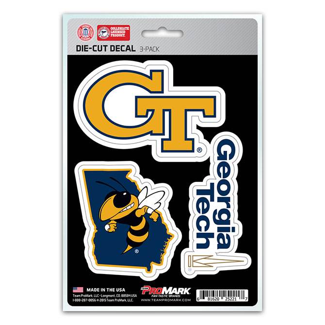 Georgia Tech Yellow Jackets Die Cut Vinyl Decal 3 Pack - ToylandEU