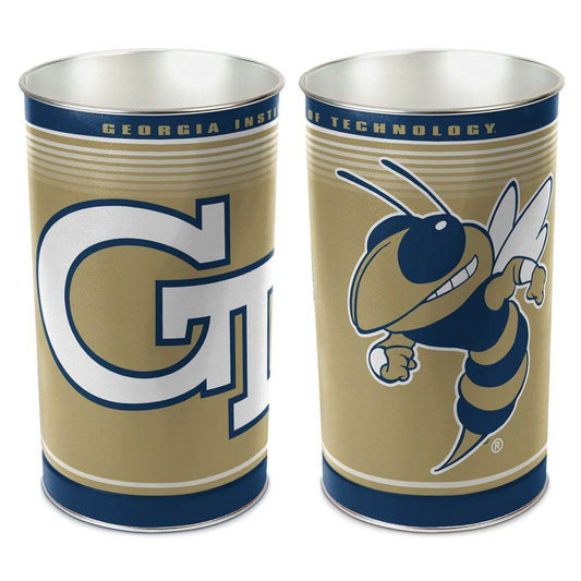 Georgia Tech Yellow Jackets Metal Wastebasket 15 Inch - ToylandEU