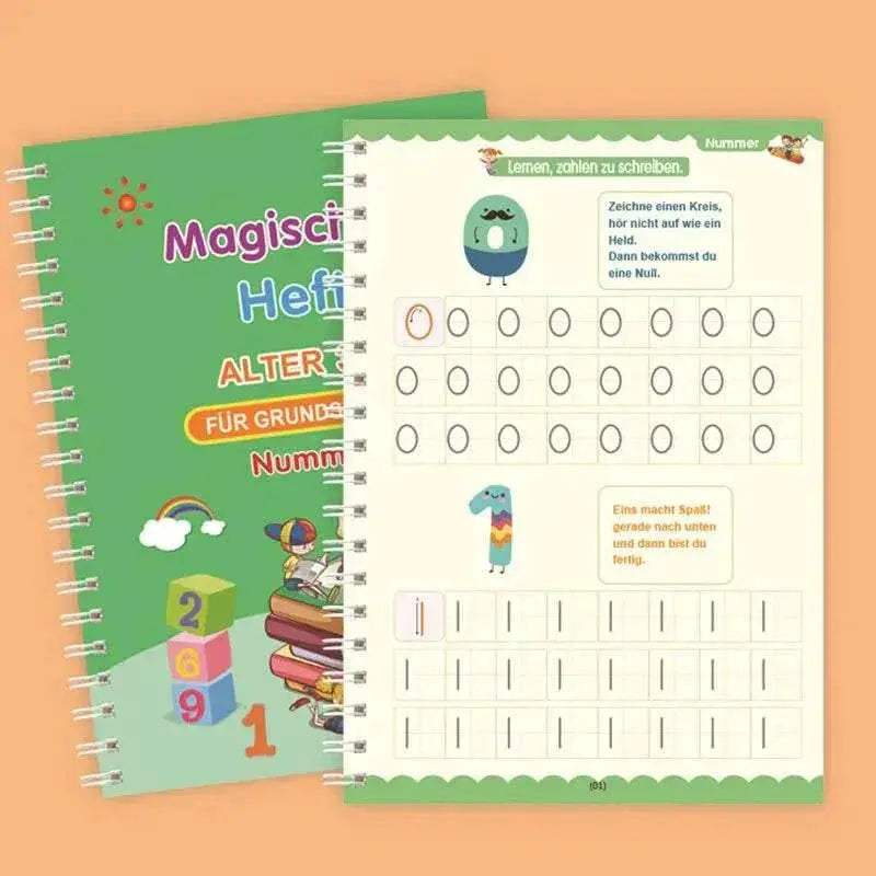 German Magic Books for Children Reusable 3D Groove Magic Notebook Writing for Lettering Calligraphy Set Montessori Ring Notebook - ToylandEU