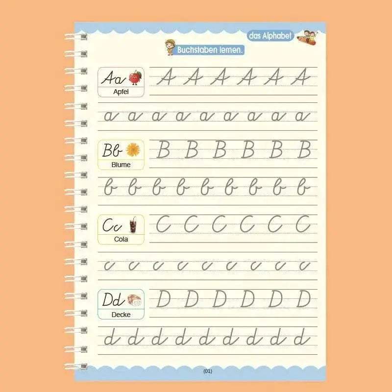 German Magic Books for Children Reusable 3D Groove Magic Notebook Writing for Lettering Calligraphy Set Montessori Ring Notebook - ToylandEU