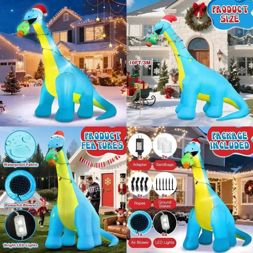 Giant 10Ft Dinosaur Inflatable Outdoor Christmas Decor - ToylandEU