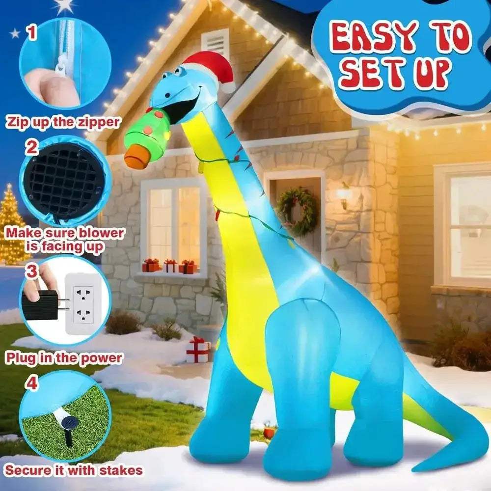 Giant 10Ft Dinosaur Inflatable Outdoor Christmas Decor - ToylandEU