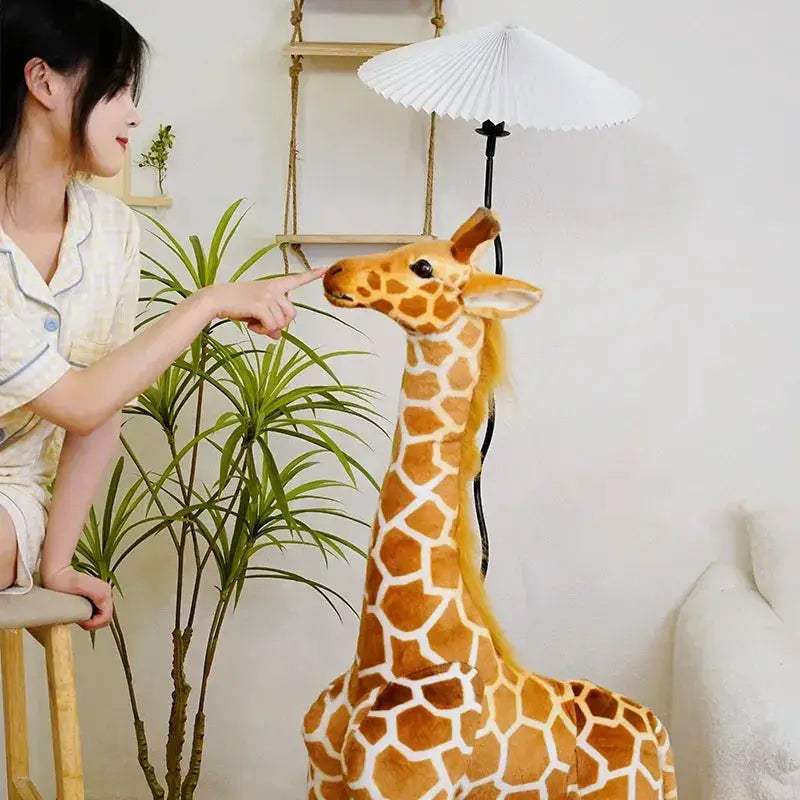 Giant 140CM Giraffe Plush Toy Realistic Soft Stuffed Animal - ToylandEU