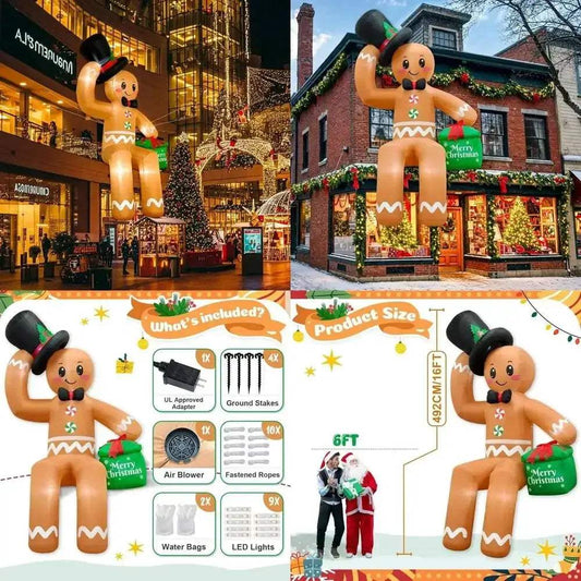 Giant 16ft Outdoor Christmas Inflatable Gingerbread LED -  ToylandEU™