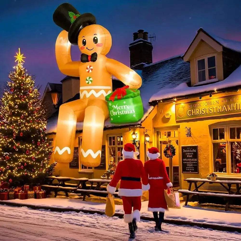 Giant 16ft Outdoor Christmas Inflatable Gingerbread LED Decoration - ToylandEU