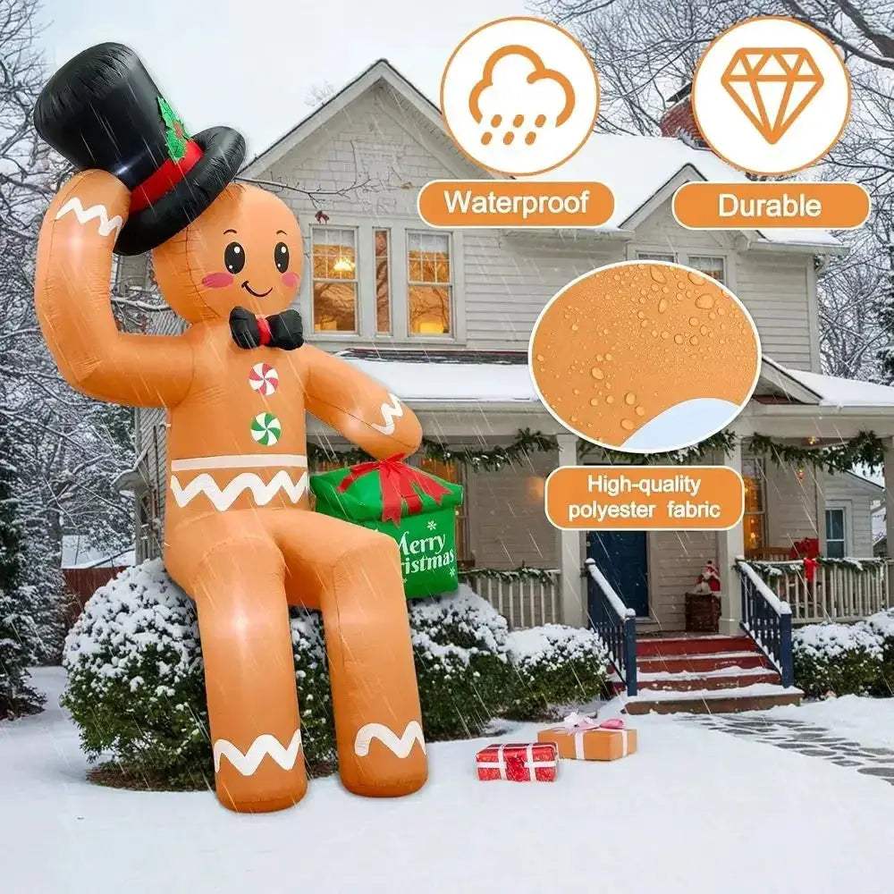 Giant 16ft Outdoor Christmas Inflatable Gingerbread LED Decoration - ToylandEU