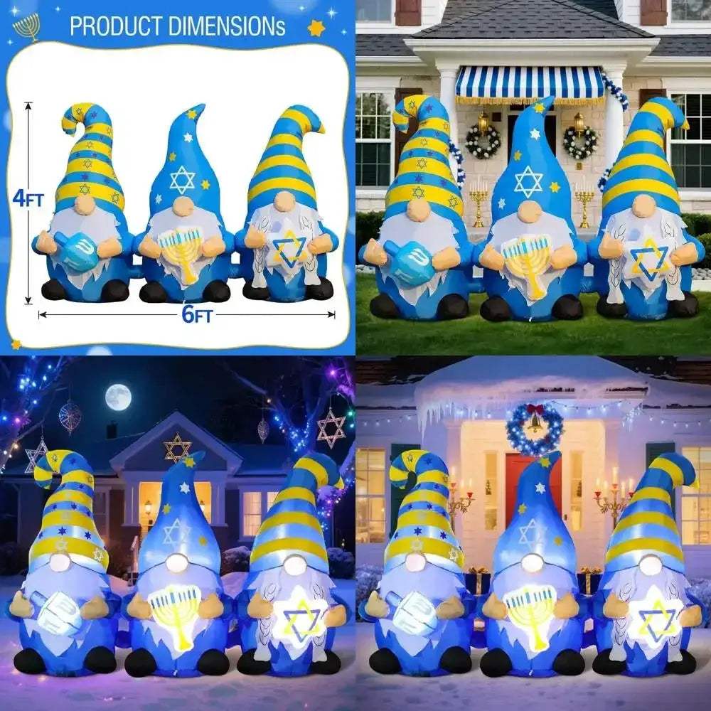 Giant 6ft Hanukkah Outdoor Inflatable Gnomes With Star Dreidel - ToylandEU