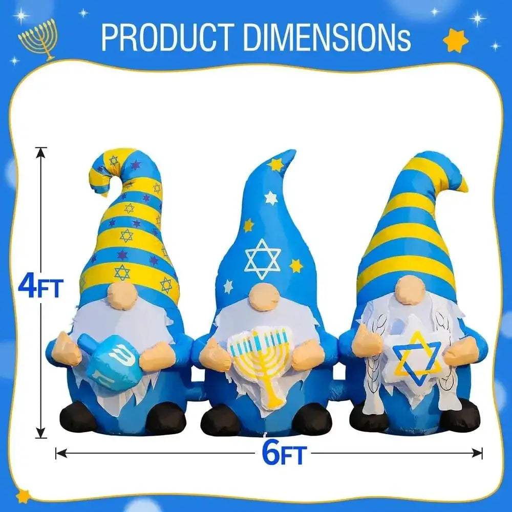 Giant 6ft Hanukkah Outdoor Inflatable Gnomes With Star Dreidel - ToylandEU