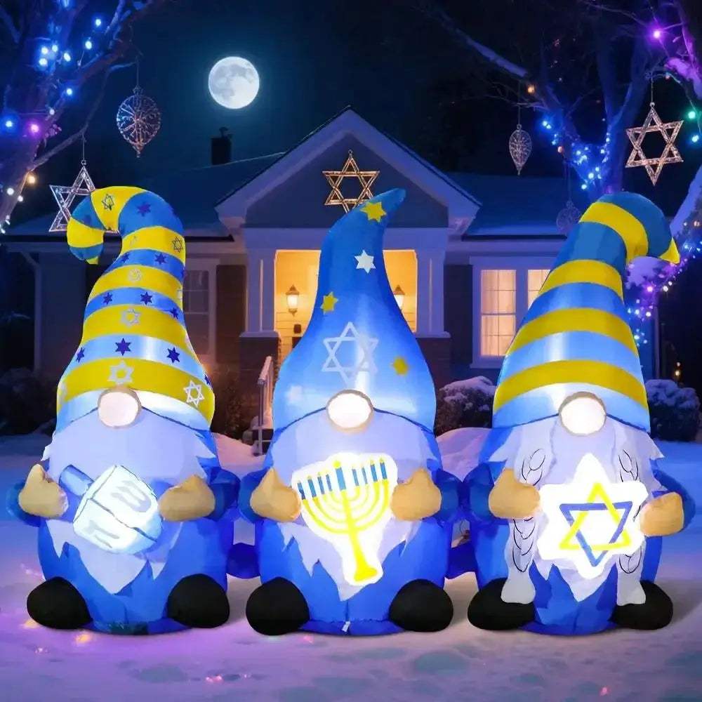 Giant 6ft Hanukkah Outdoor Inflatable Gnomes With Star Dreidel - ToylandEU