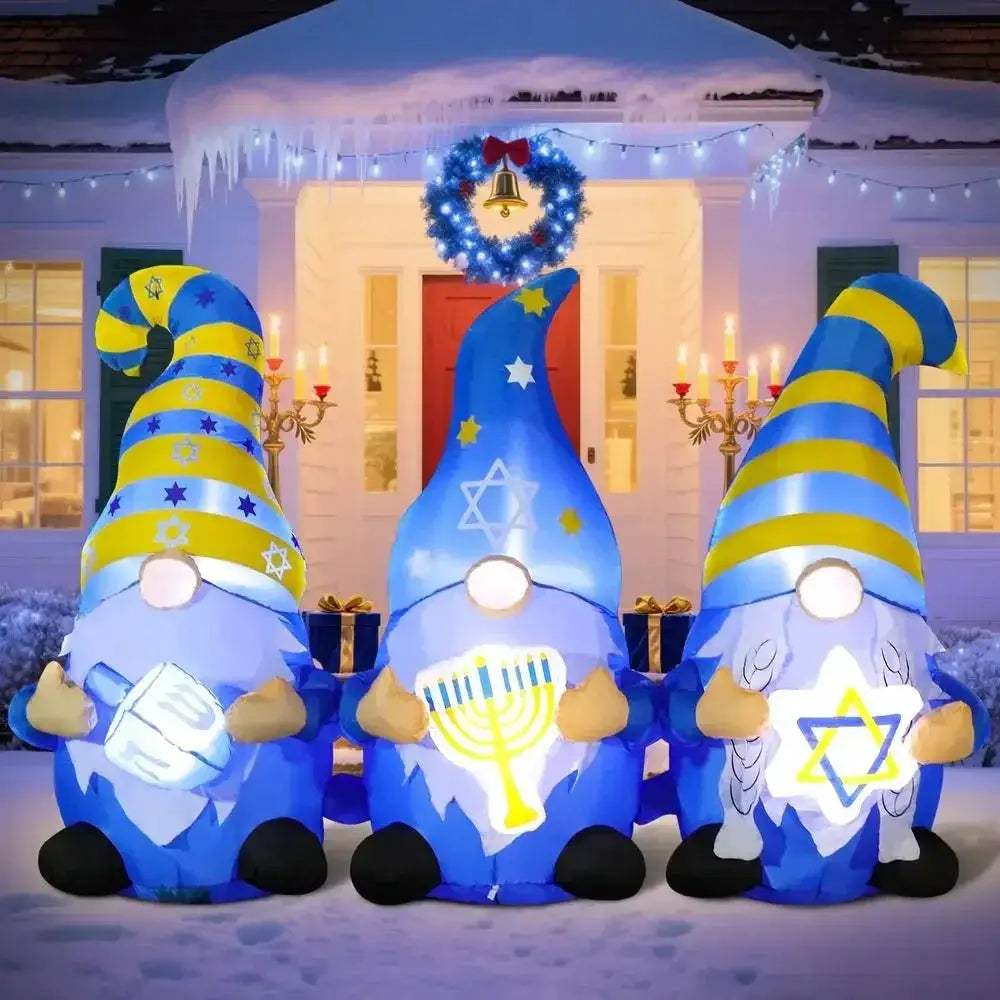 Giant 6ft Hanukkah Outdoor Inflatable Gnomes With Star Dreidel - ToylandEU