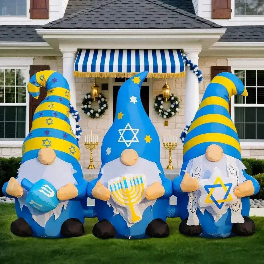 Giant 6ft Hanukkah Outdoor Inflatable Gnomes With Star Dreidel - ToylandEU