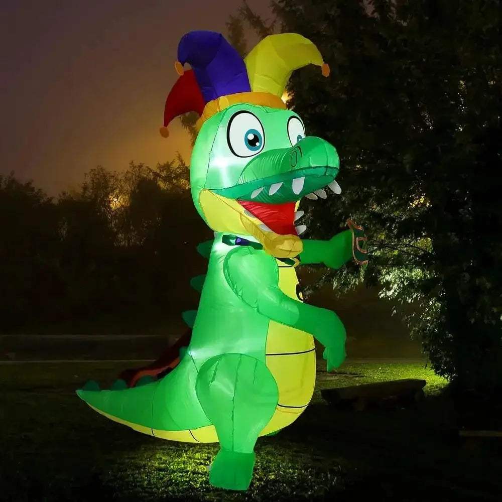 Giant 6ft Inflatable Mardi Gras Alligator With LED Lights - ToylandEU