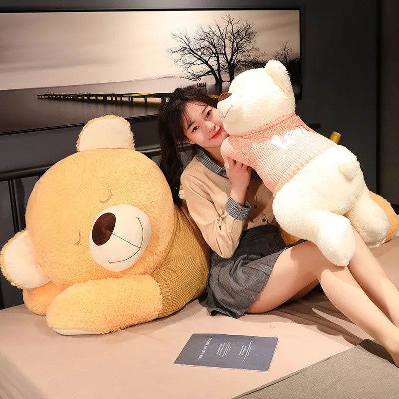 Giant 80/100CM Cuddly Sweater Bear Plush Toy - Soft & Adorable - ToylandEU