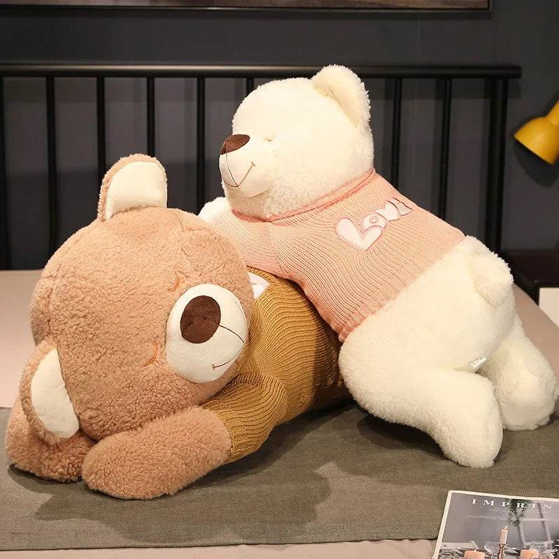Giant 80/100CM Cuddly Sweater Bear Plush Toy - Soft & Adorable - ToylandEU