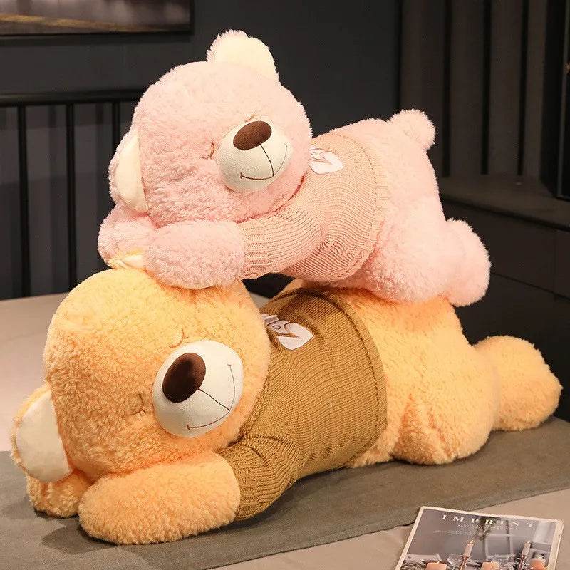 Giant 80/100CM Cuddly Sweater Bear Plush Toy - Soft & Adorable - ToylandEU