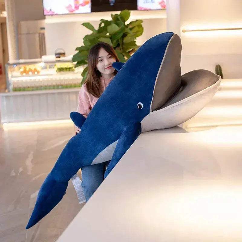  Giant Blue Whale Plush Toy Open Mouth Soft Pillow Premium -  ToylandEU™