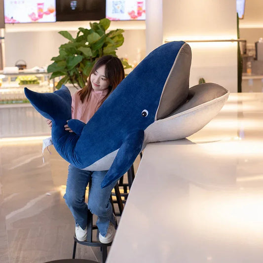 Giant Blue Whale Plush Toy With Open Mouth Soft Pillow - ToylandEU