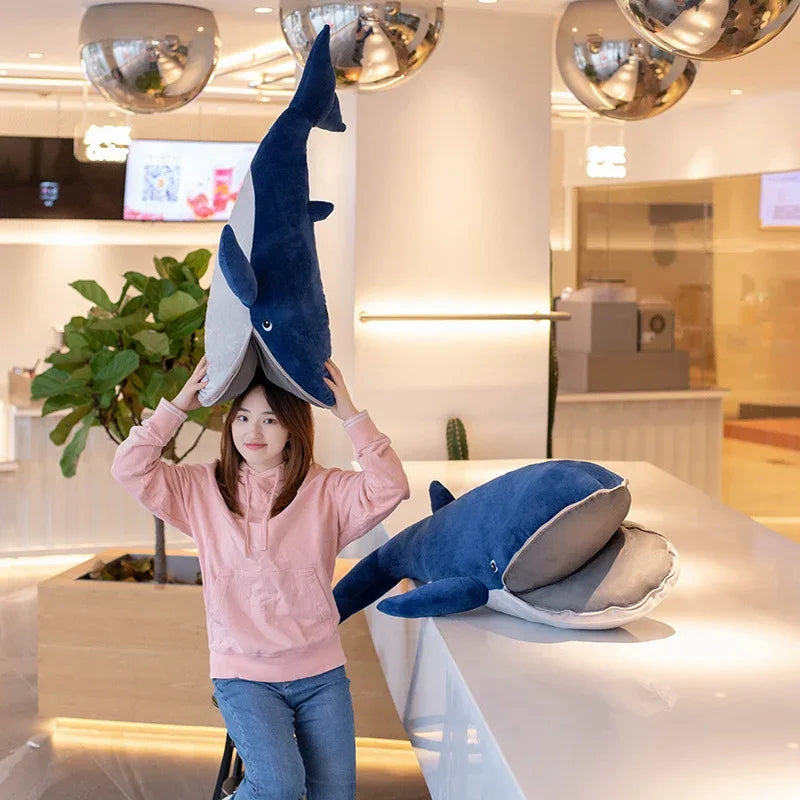 Giant Blue Whale Plush Toy With Open Mouth Soft Pillow - ToylandEU