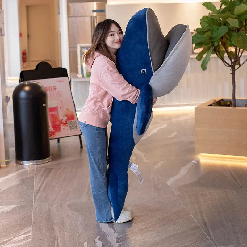Giant Blue Whale Plush Toy With Open Mouth Soft Pillow - ToylandEU