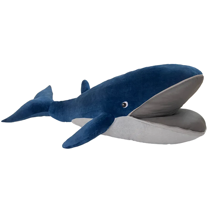 Giant Blue Whale Plush Toy With Open Mouth Soft Pillow - ToylandEU