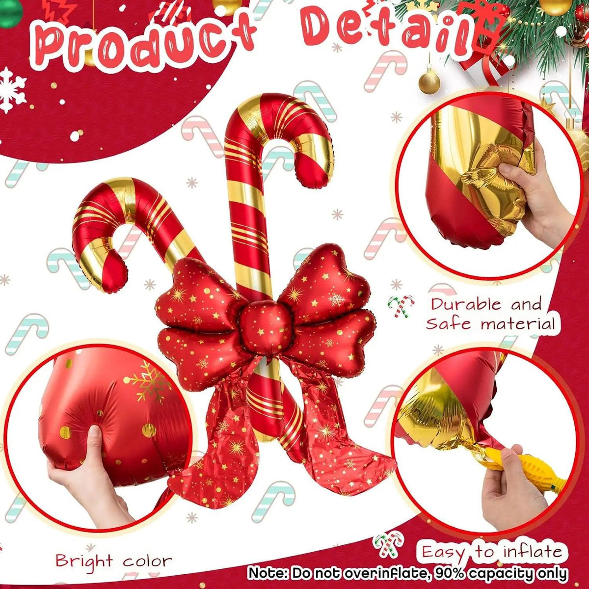 Giant Christmas Balloons | 5.7 Ft 3-Piece Candy Set | Toylandeu™
