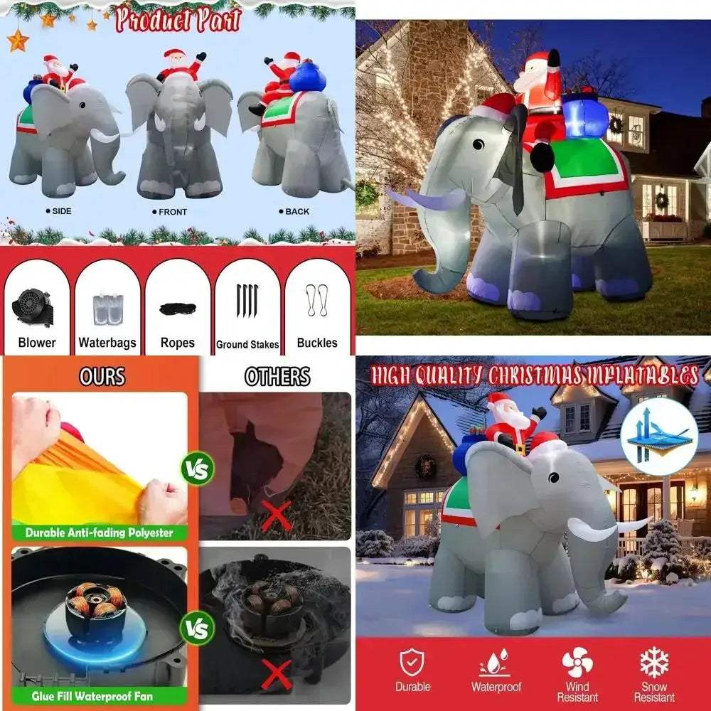 Giant Christmas Elephant Inflatable With Led Lights For Outdoor Decor - ToylandEU