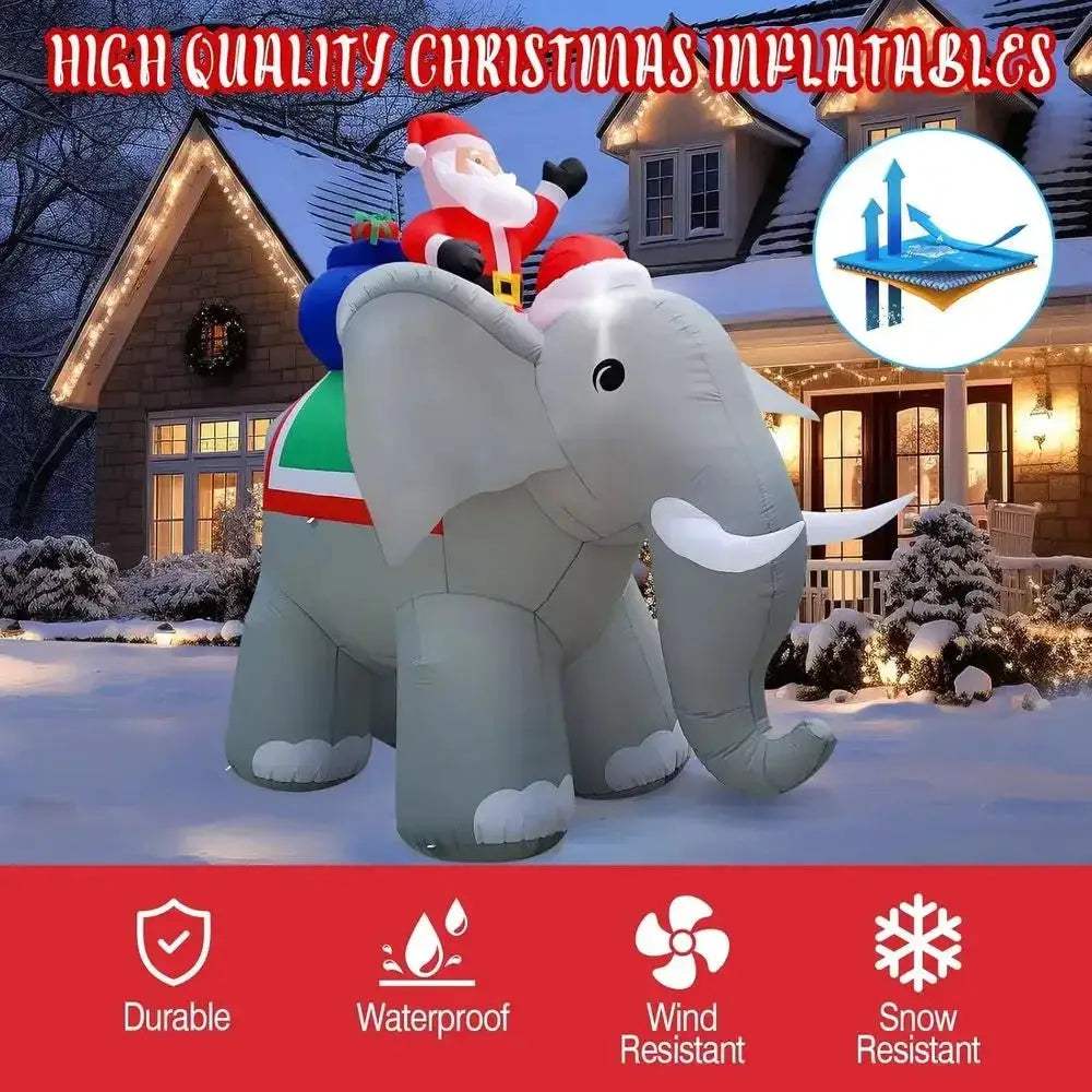 Giant Christmas Elephant Inflatable With Led Lights For Outdoor Decor - ToylandEU