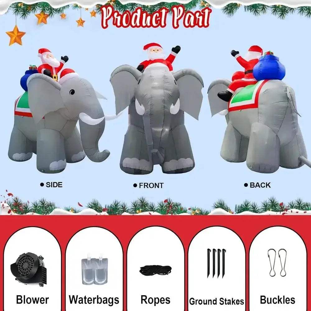 Giant Christmas Elephant Inflatable With Led Lights For Outdoor Decor - ToylandEU
