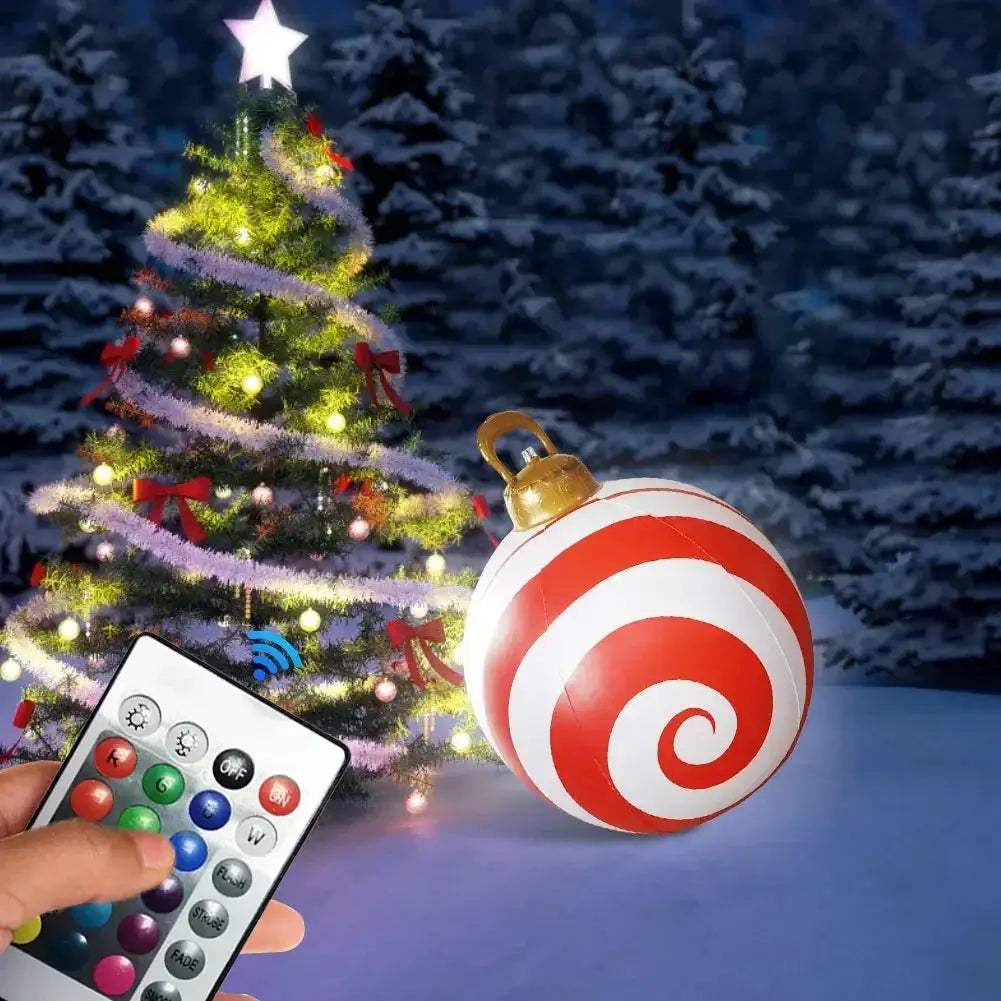 Giant Christmas Inflatable Ball With LED Lights For Outdoor Decor - ToylandEU