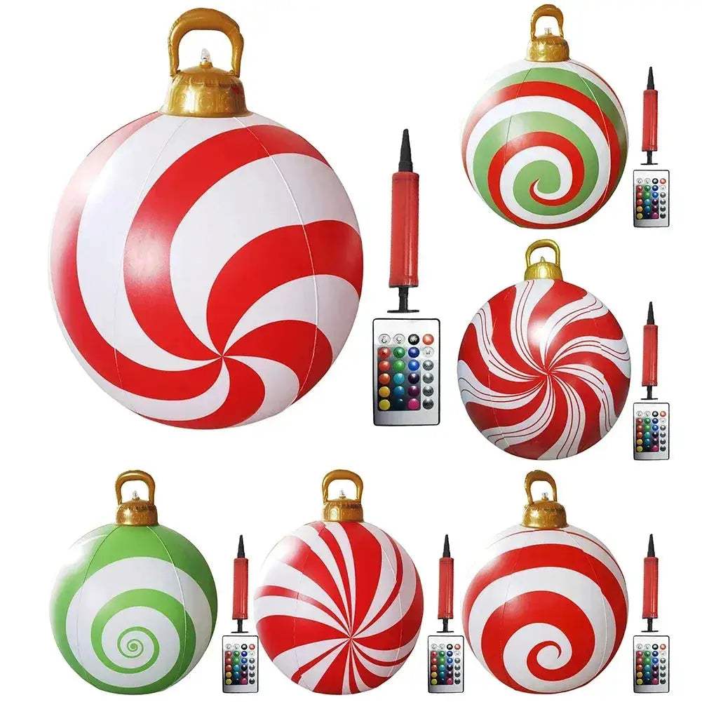 Giant Christmas Inflatable Ball With LED Lights For Outdoor Decor - ToylandEU