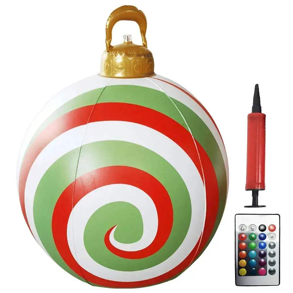 Giant Christmas Inflatable Ball With LED Lights For Outdoor Decor - ToylandEU
