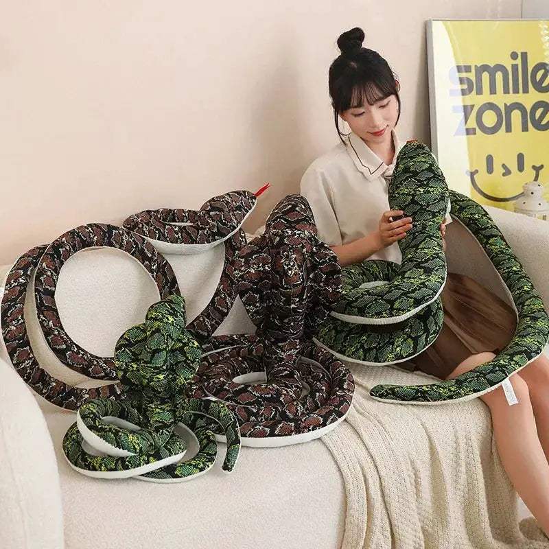 Giant Cobra Plush Toy Coiled Snake Pillow Soft And Lifelike - ToylandEU