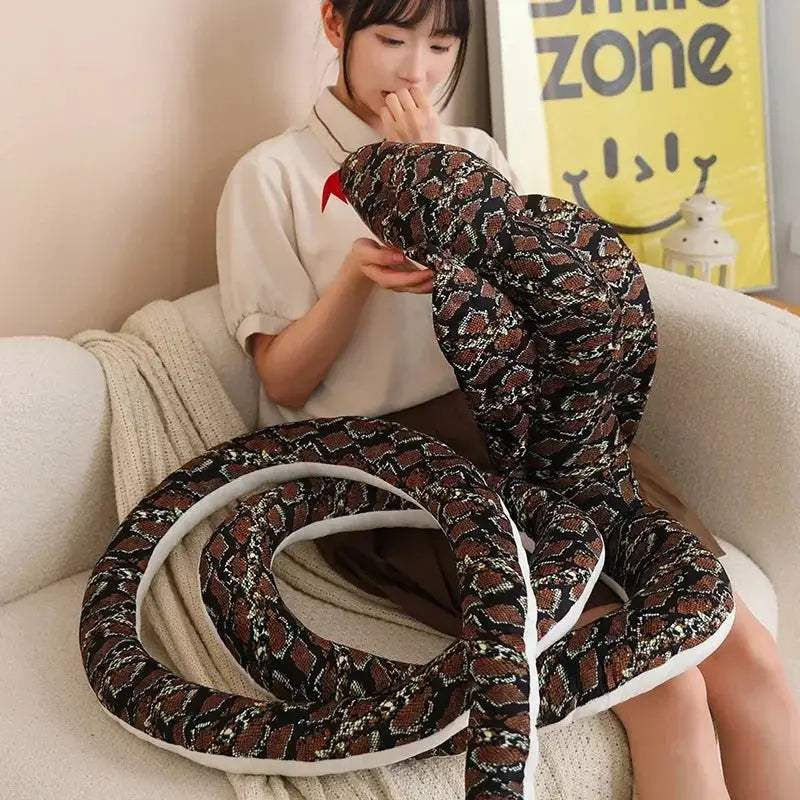 Giant Cobra Plush Toy Coiled Snake Pillow Soft And Lifelike - ToylandEU