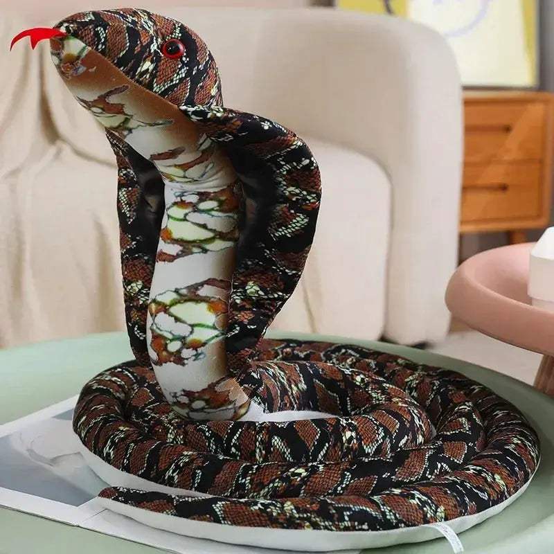 Giant Cobra Plush Toy Coiled Snake Pillow Soft And Lifelike - ToylandEU