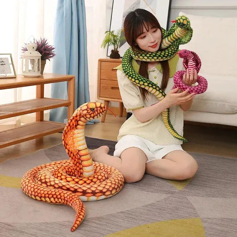  Giant Cobra Plush Toy Snake Pillow Soft Stuffed Animal -  ToylandEU™