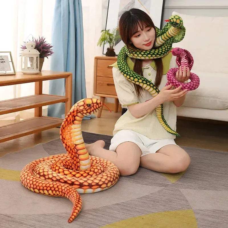 Giant Cobra Plush Toy Snake Soft Stuffed Animal Pillow - ToylandEU