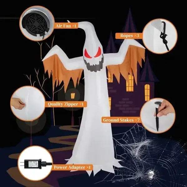 Giant Ghost Inflatable Halloween Decoration With Flashing LED Eyes - ToylandEU