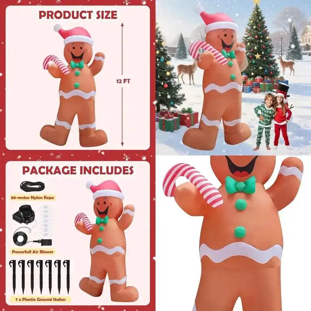 Giant Gingerbread Man Inflatable Christmas Outdoor Decor - ToylandEU
