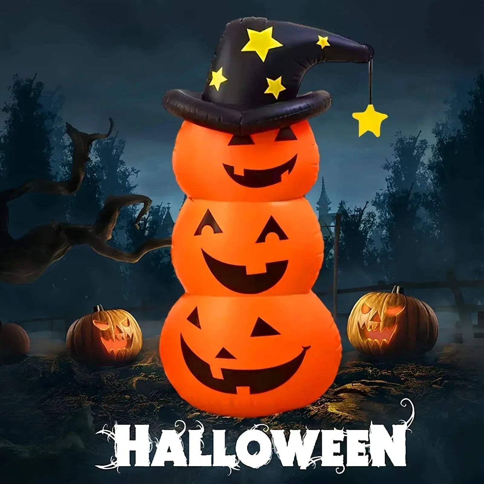 Giant Halloween Inflatable Pumpkin Decor With Dual Designs Air Pump - ToylandEU