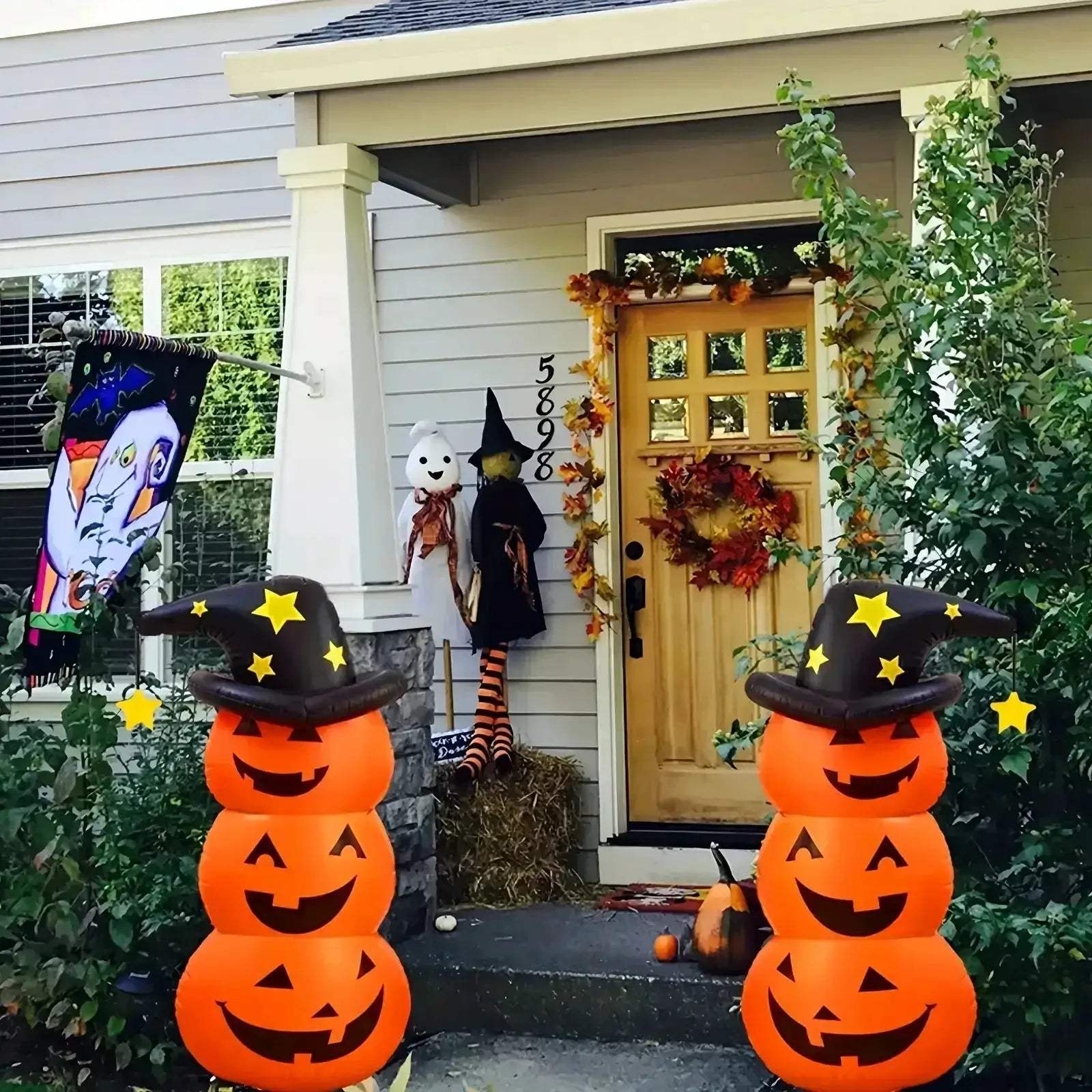 Giant Halloween Inflatable Pumpkin Decor With Dual Designs Air Pump - ToylandEU