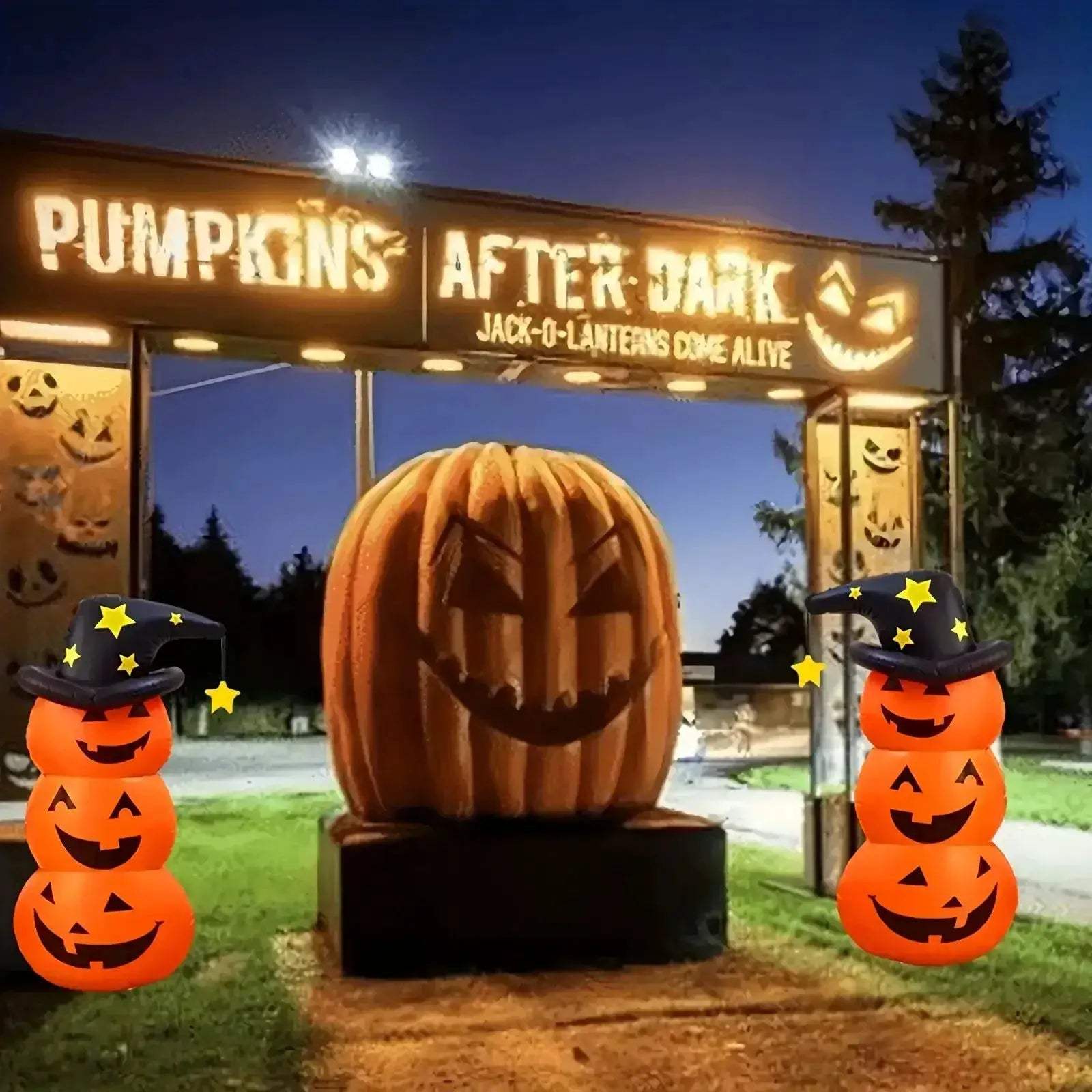 Giant Halloween Inflatable Pumpkin Decor With Dual Designs Air Pump - ToylandEU