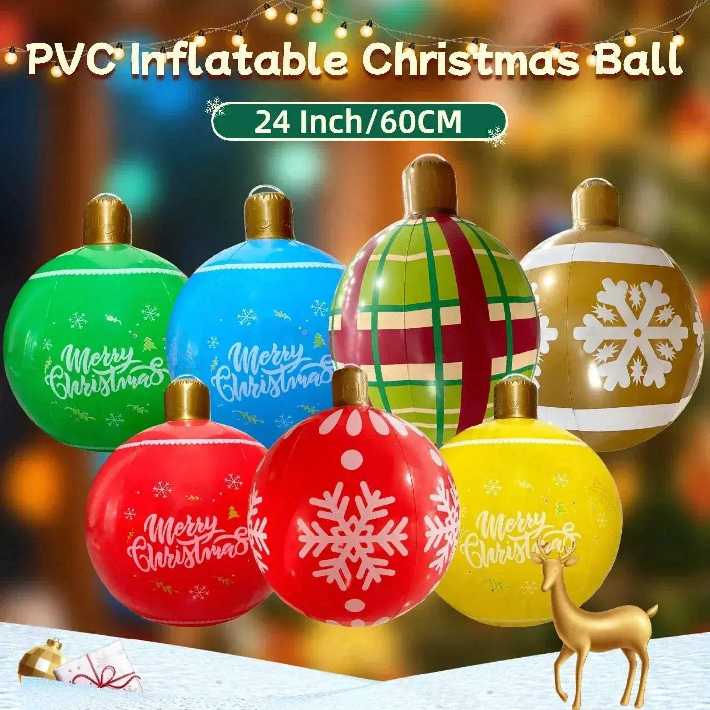 Giant Inflatable Christmas Ball Outdoor Decoration Easy Setup - ToylandEU