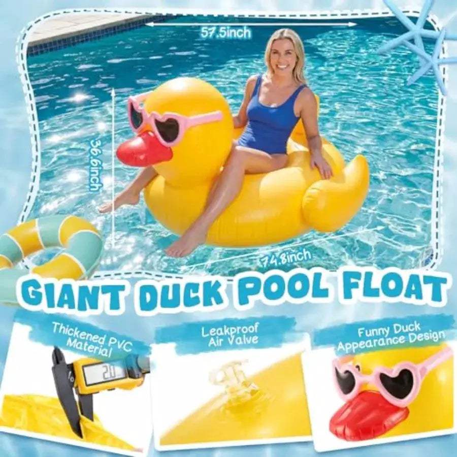  Giant Inflatable Duck Pool Float Ride On Wings -  ToylandEU™