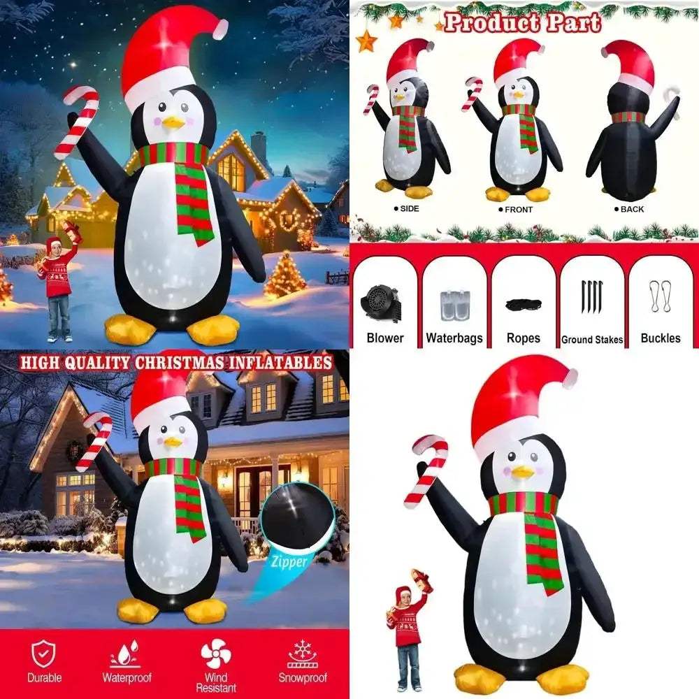 Giant Inflatable Penguin Christmas Decoration With LED Lights - ToylandEU