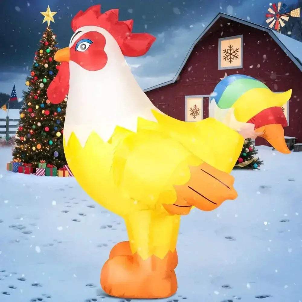 Giant Inflatable Rooster With LED Lights For Outdoor Christmas Decor - ToylandEU